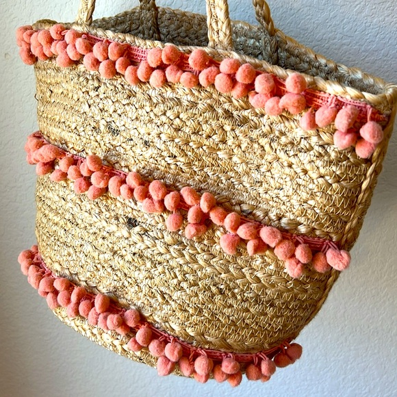 ⚜️💛⚜️Shiraleah Aubrey small pompom Jute Bag Bohemian - Picture 17 of 17